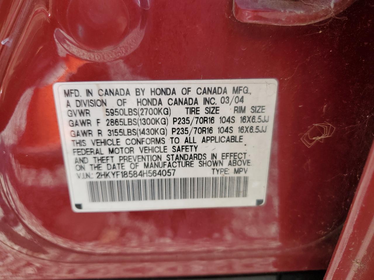 2010 Honda Pilot Exl VIN: 2HKYF18584H564057 Lot: 56721565