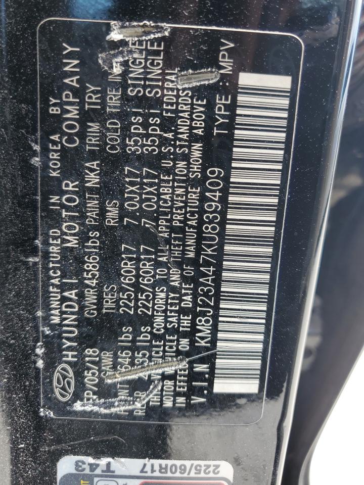2019 Hyundai Tucson Se VIN: KM8J23A47KU839409 Lot: 56904765