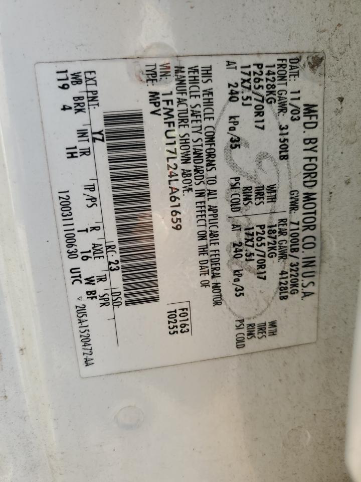 2004 Ford Expedition Eddie Bauer VIN: 1FMFU17L24LA61659 Lot: 55598735