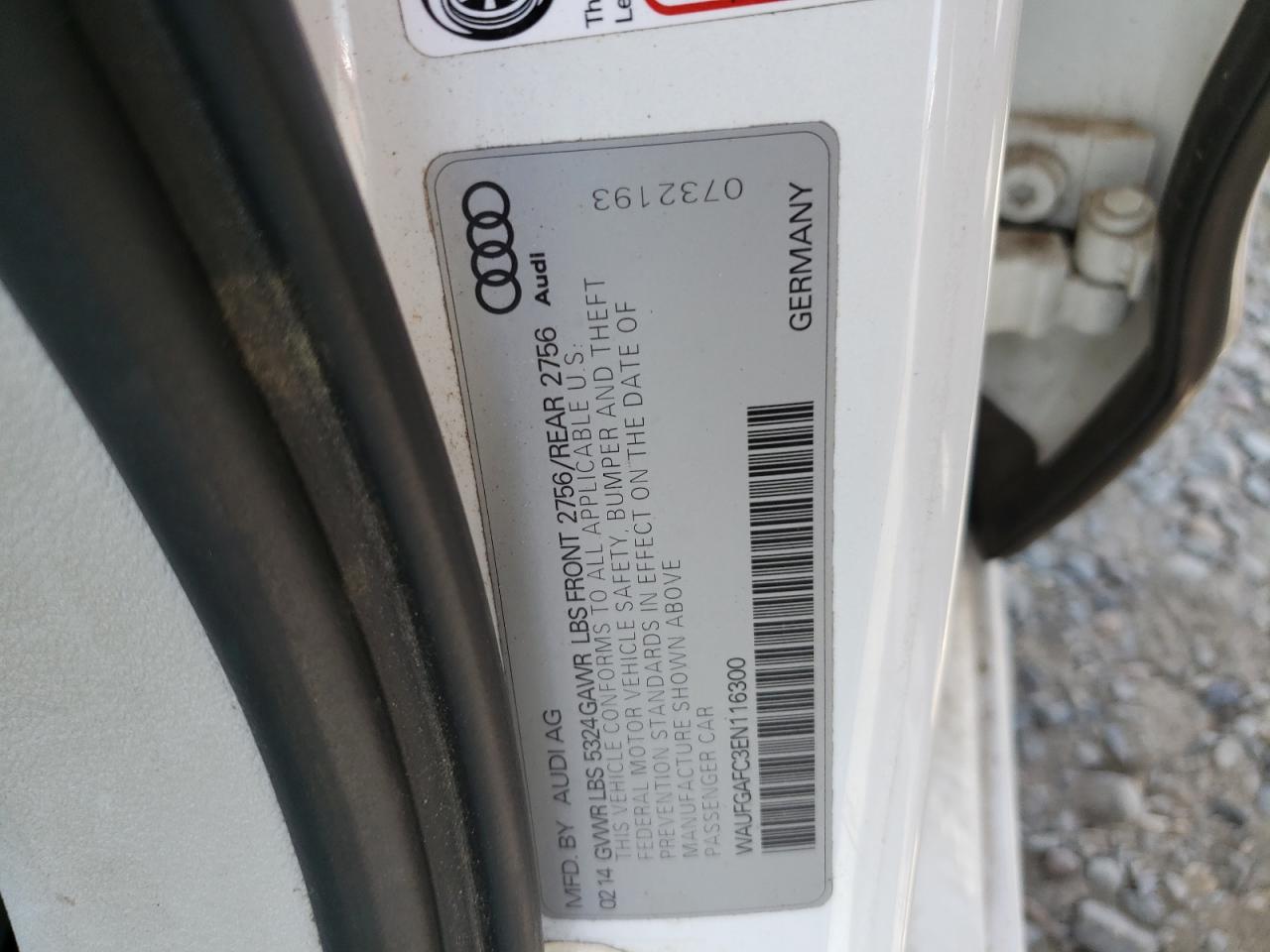 2014 Audi A6 Premium Plus VIN: WAUFGAFC3EN116300 Lot: 56911945