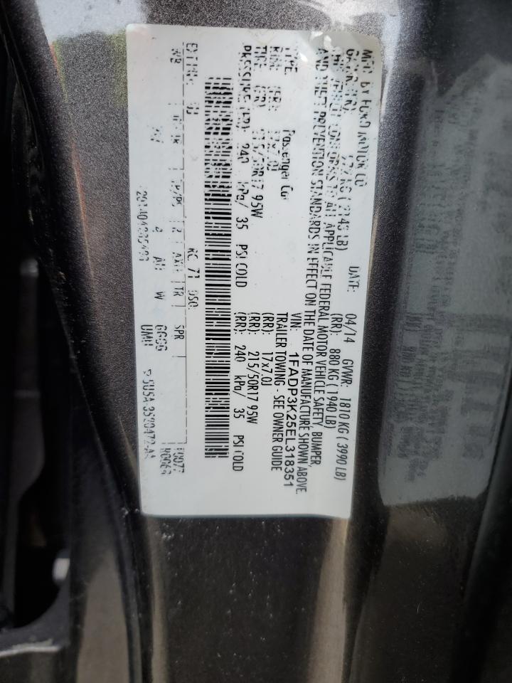 2014 Ford Focus Se VIN: 1FADP3K25EL318351 Lot: 57202055
