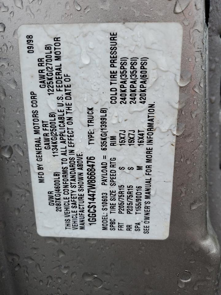 1998 Isuzu Hombre VIN: 1GGCS1447W8668476 Lot: 55466455