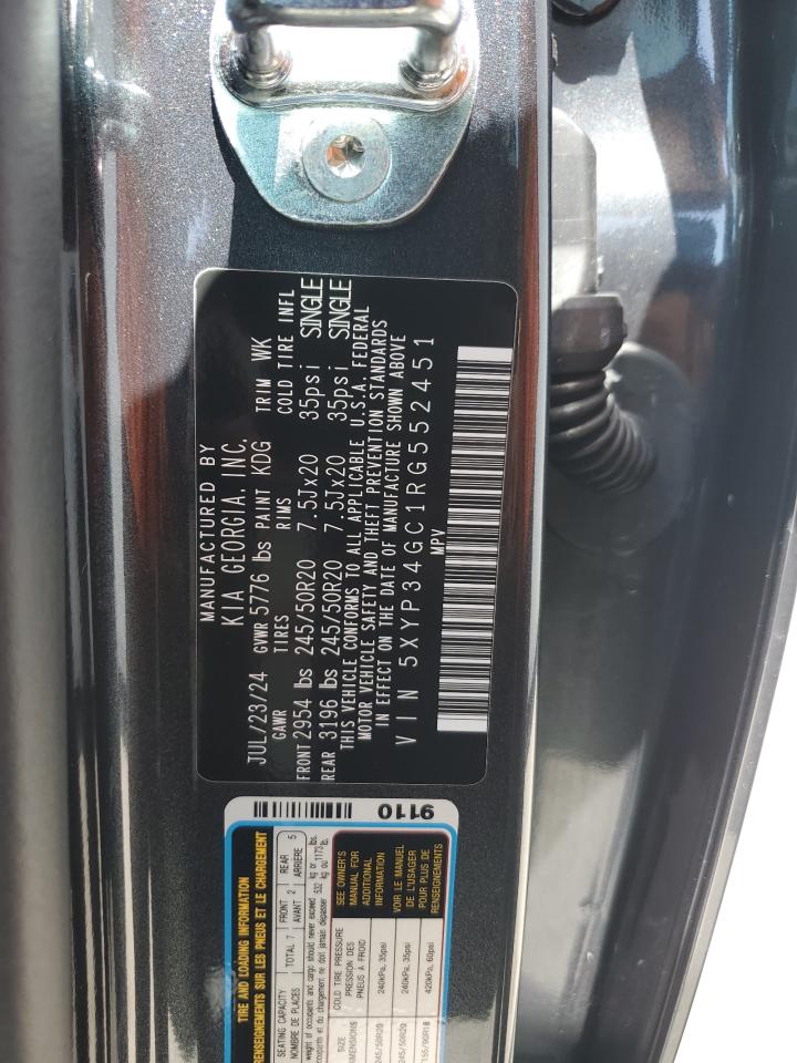 2024 Kia Telluride Ex VIN: 5XYP34GC1RG552451 Lot: 56739845