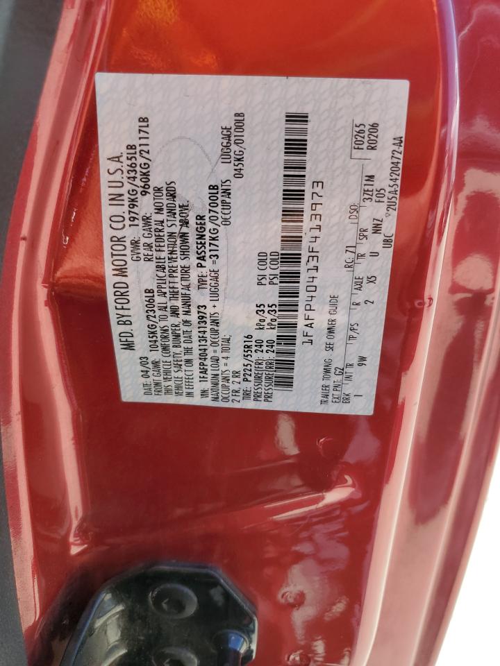 2003 Ford Mustang VIN: 1FAFP40413F413973 Lot: 56566655