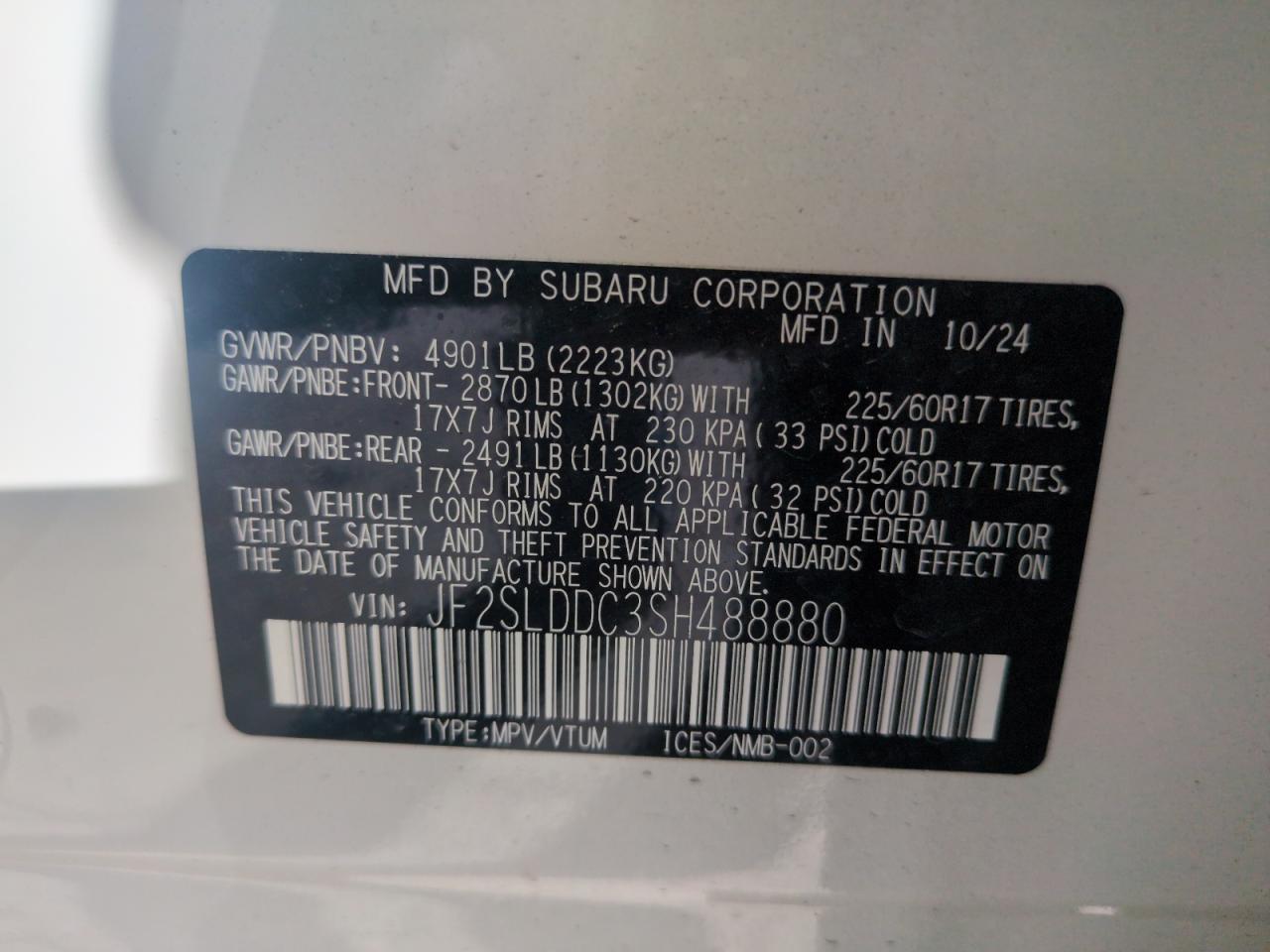 2025 Subaru Forester Premium VIN: JF2SLDDC3SH488880 Lot: 56739585