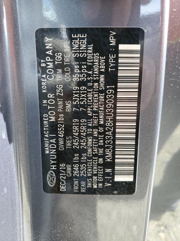 2017 Hyundai Tucson Limited VIN: KM8J33A28HU390391 Lot: 56764455