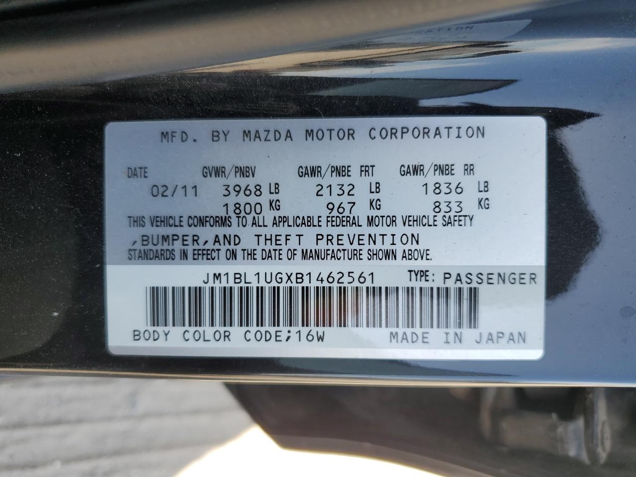 2011 Mazda 3 I VIN: JM1BL1UGXB1462561 Lot: 56962365