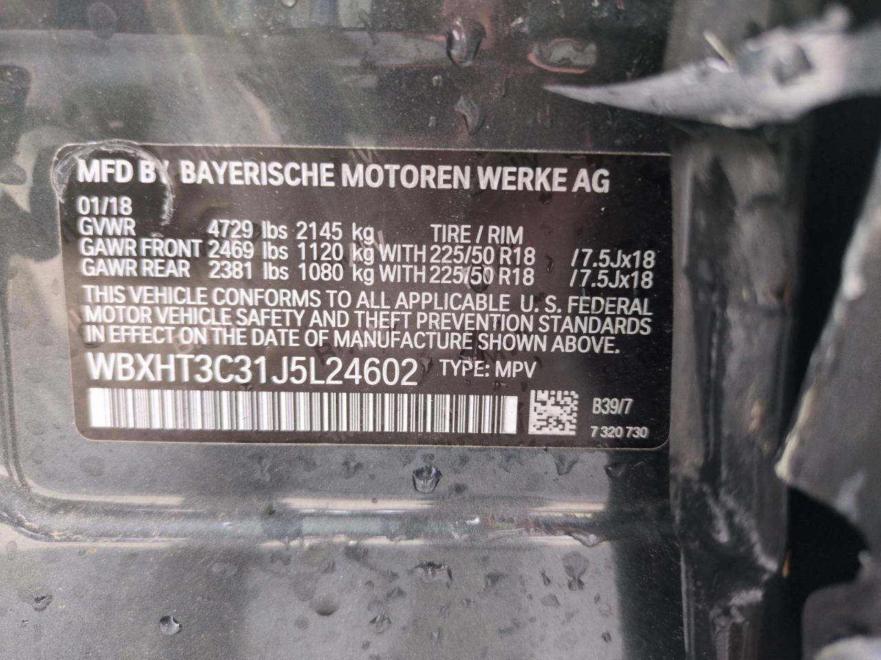 2018 BMW X1 xDrive28I VIN: WBXHT3C31J5L24602 Lot: 58658455