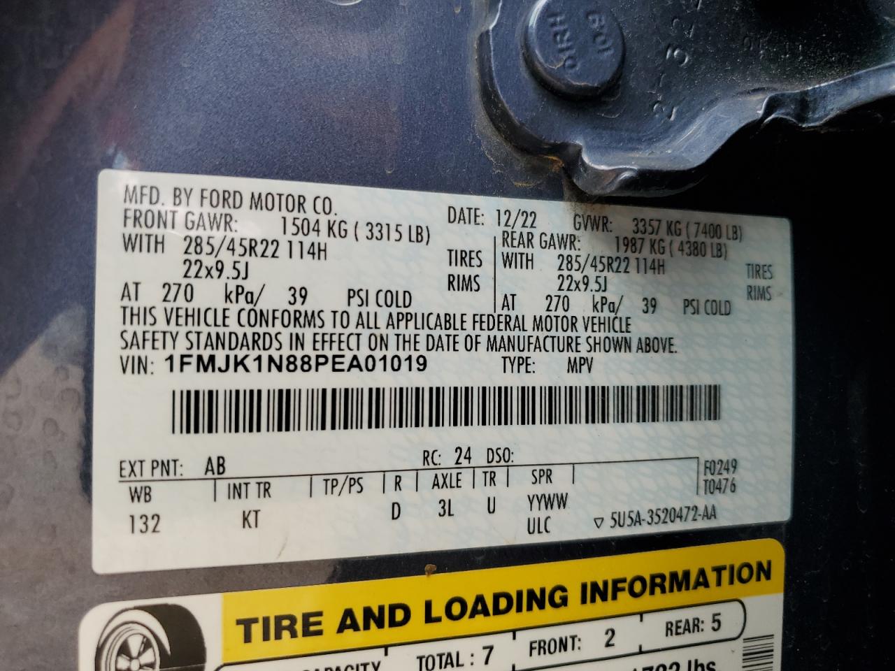 1FMJK1N88PEA01019 FORD EXPEDITION 2023