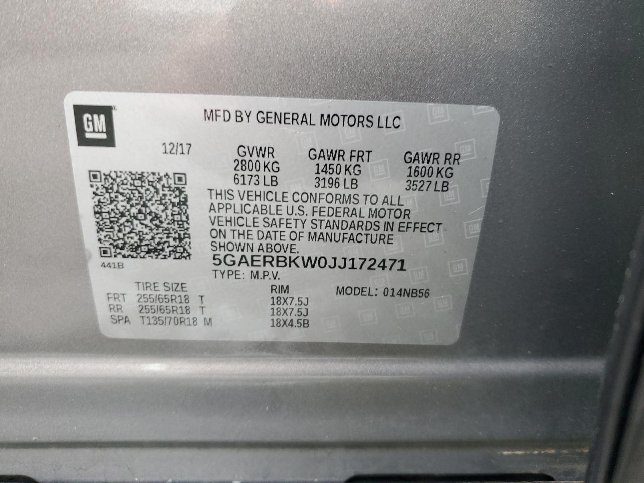 2018 Buick Enclave Essence VIN: 5GAERBKW0JJ172471 Lot: 56487535