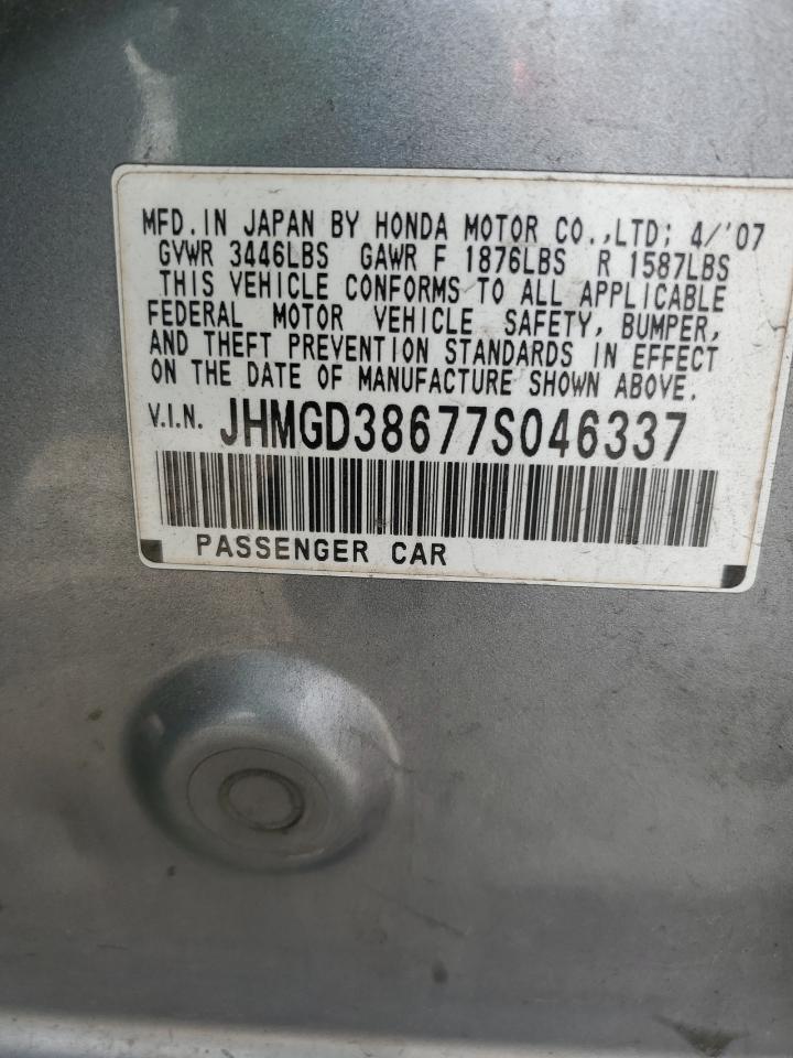 2007 Honda Fit S VIN: JHMGD38677S046337 Lot: 55364655