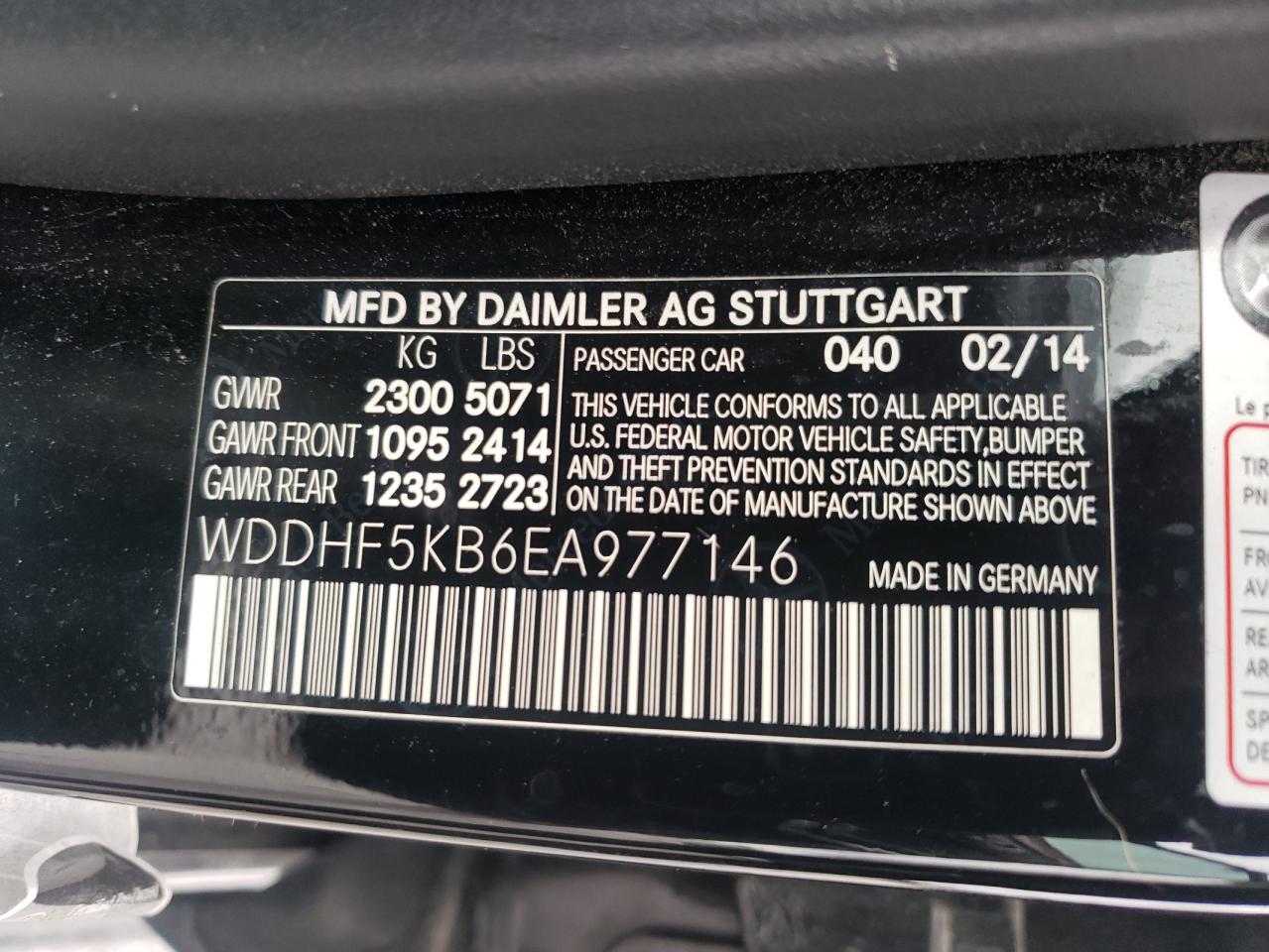 2014 Mercedes-Benz E 350 VIN: WDDHF5KB6EA977146 Lot: 56216245