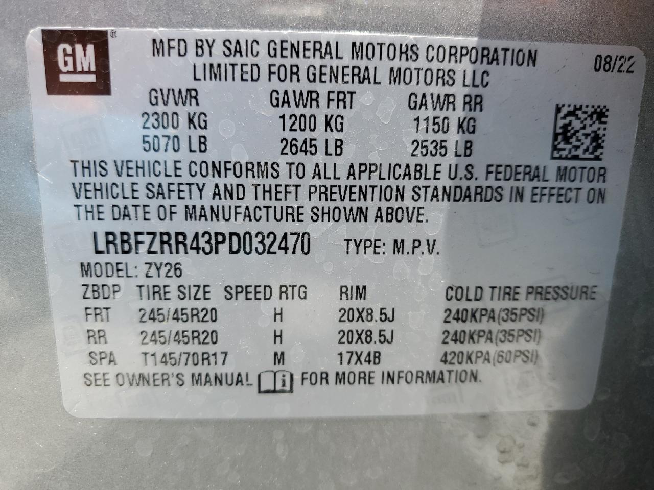 2023 Buick Envision Avenir VIN: LRBFZRR43PD032470 Lot: 57866965