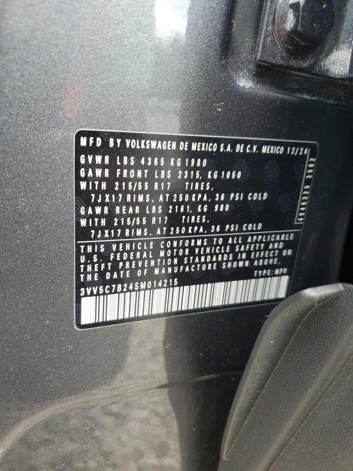 2025 Volkswagen Taos S VIN: 3VV5C7B24SM014215 Lot: 56264145