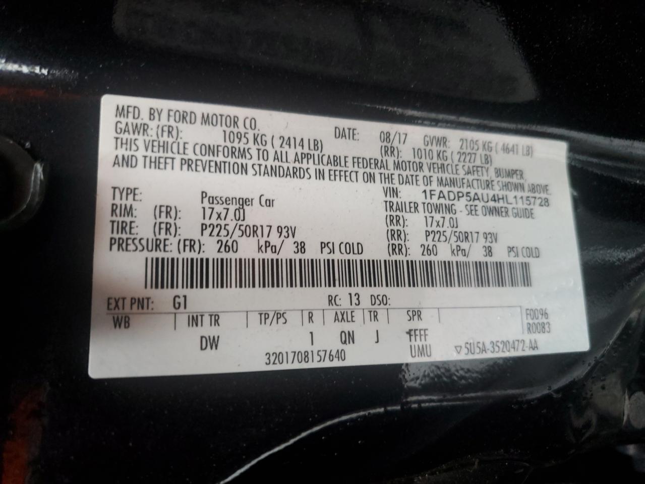 2017 Ford C-Max Se VIN: 1FADP5AU4HL115728 Lot: 56852435