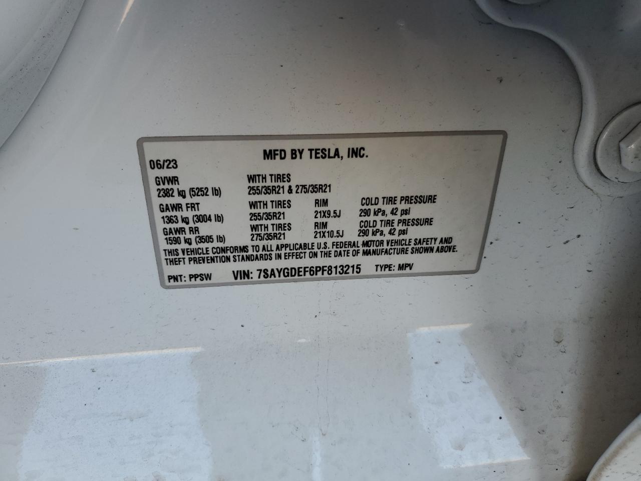 2023 Tesla Model Y VIN: 7SAYGDEF6PF813215 Lot: 56935515
