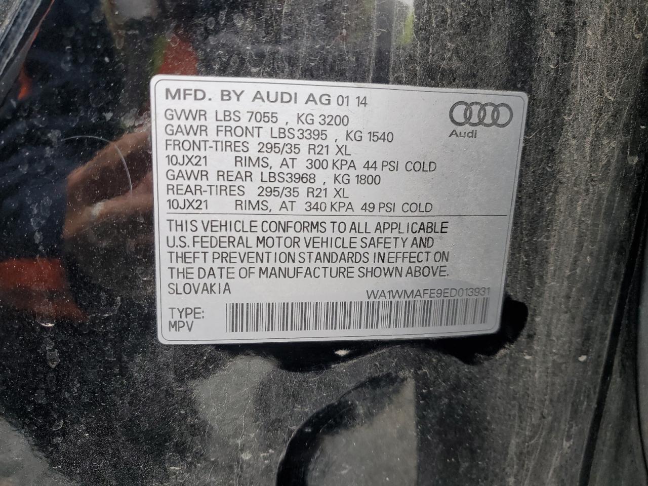 2014 Audi Q7 Prestige VIN: WA1WMAFE9ED013931 Lot: 56900345