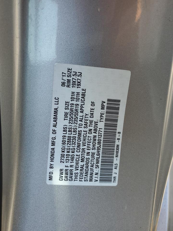 2018 Honda Odyssey Elite VIN: 5FNRL6H95JB013771 Lot: 57324955