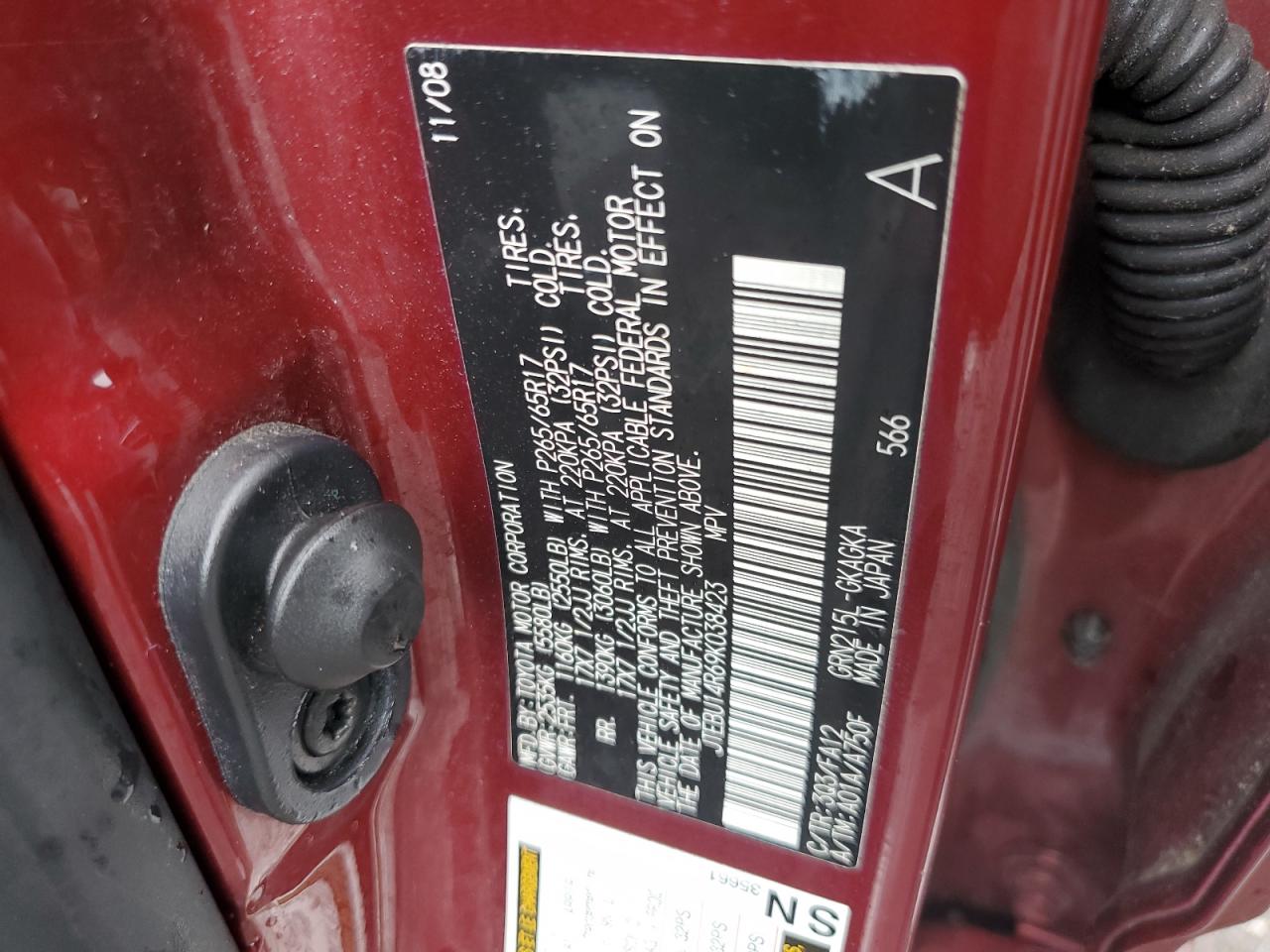 2009 Toyota 4Runner Sr5 VIN: JTEBU14R69K038423 Lot: 56800235