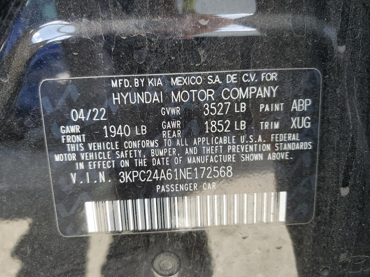 2022 Hyundai Accent Se VIN: 3KPC24A61NE172568 Lot: 56367755