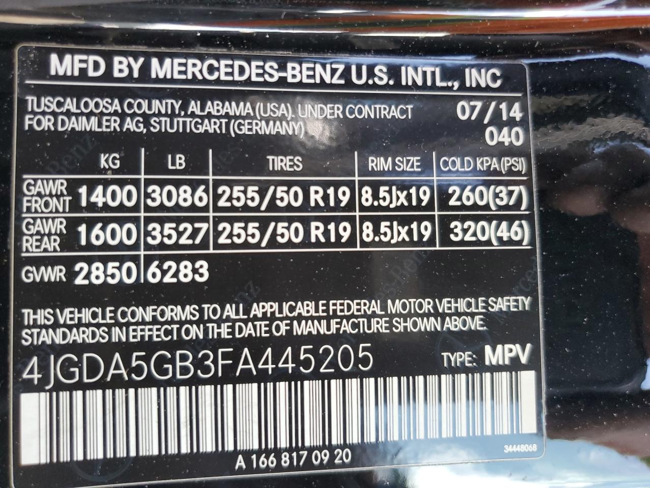 2015 Mercedes-Benz Ml 400 4Matic VIN: 4JGDA5GB3FA445205 Lot: 57187345