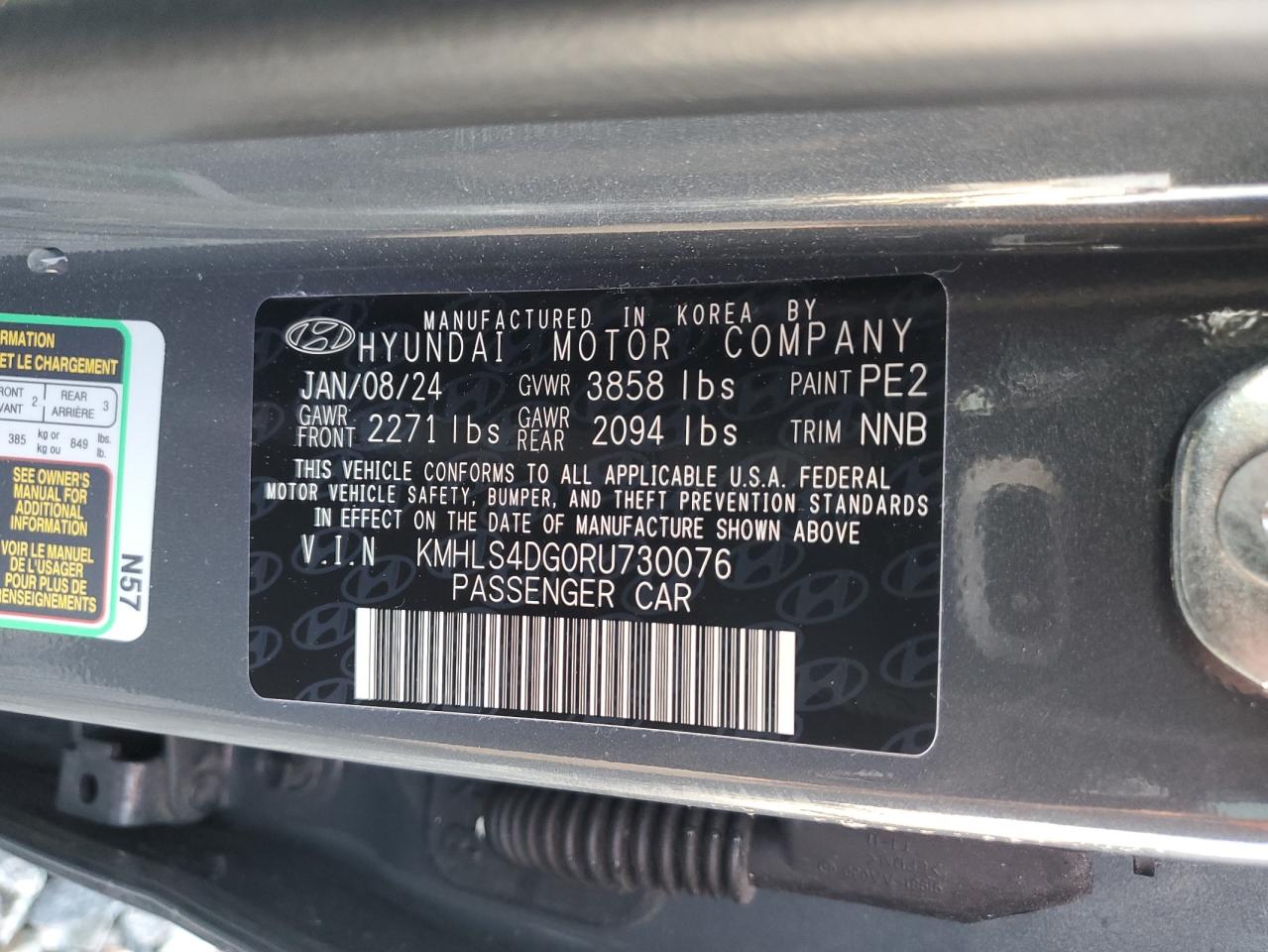 2024 Hyundai Elantra Sel VIN: KMHLS4DG0RU730076 Lot: 56060595