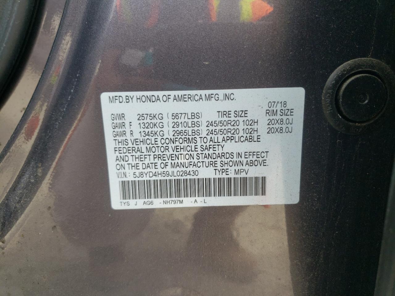 2018 Acura Mdx Technology VIN: 5J8YD4H59JL028430 Lot: 56413825