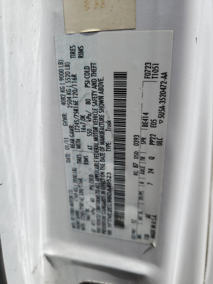 2011 Ford Econoline E250 Van VIN: 1FTNE2EL9BDA49523 Lot: 58049115