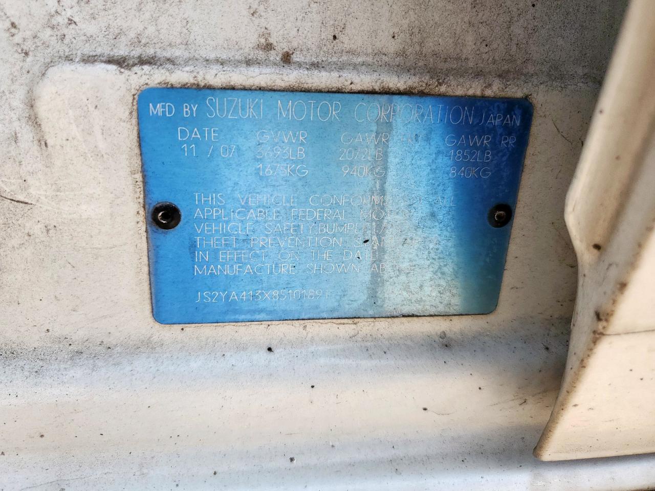 2008 Suzuki Sx4 Base VIN: JS2YA413X85101891 Lot: 57602425