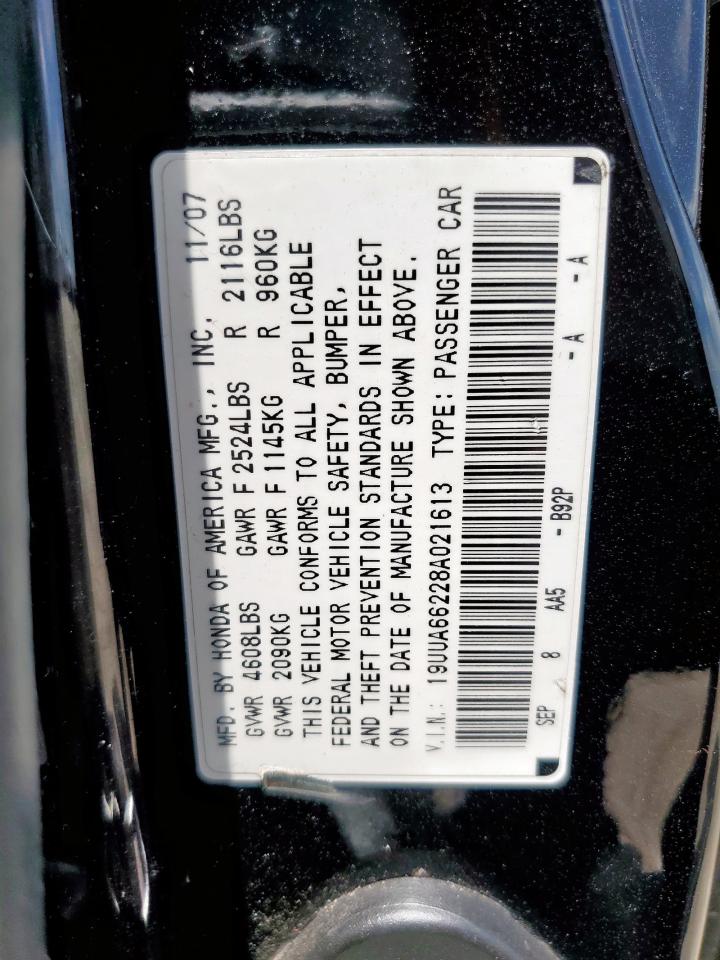 2008 Acura Tl VIN: 19UUA66228A021613 Lot: 57181715
