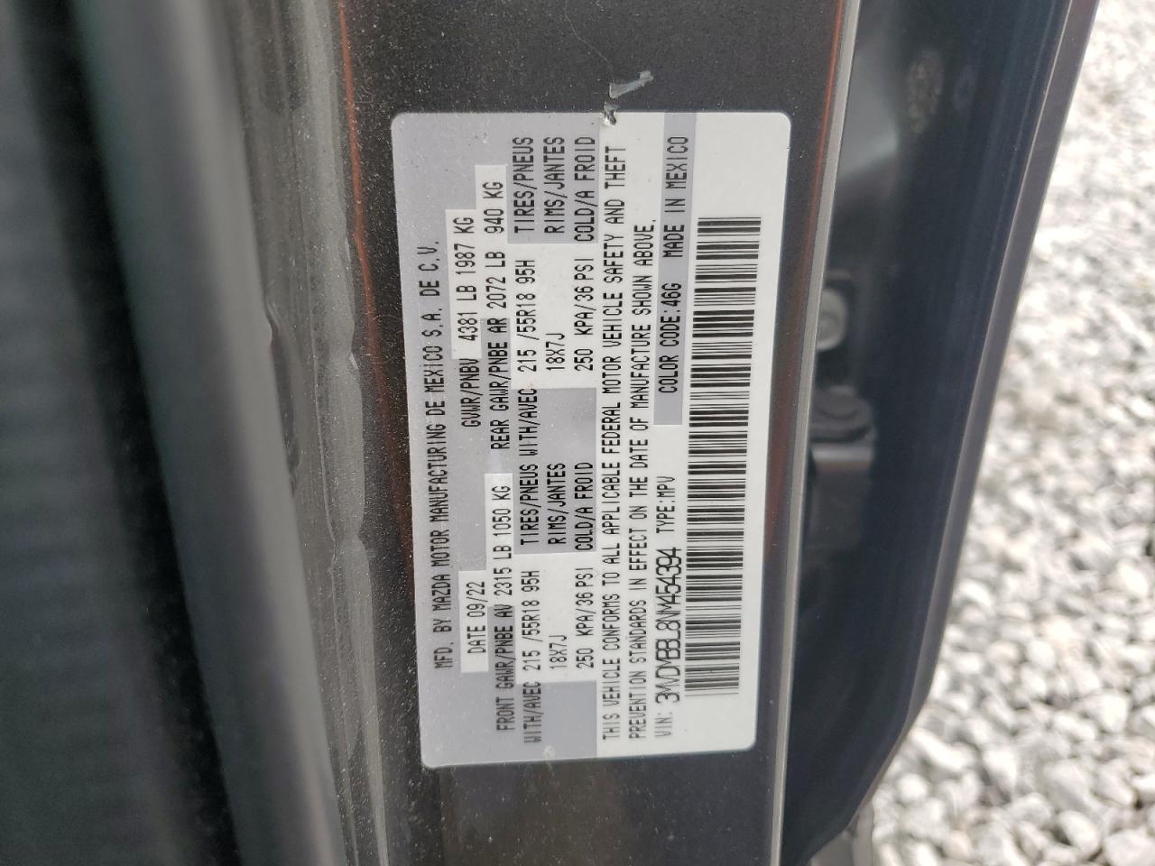 2022 Mazda Cx-30 Select VIN: 3MVDMBBL8NM454394 Lot: 56536205
