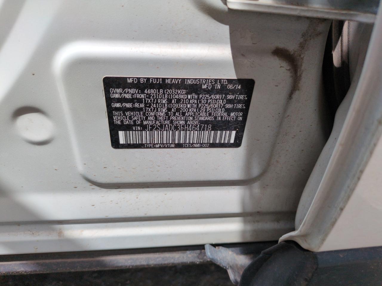 2015 Subaru Forester 2.5I Premium VIN: JF2SJADC3FH464718 Lot: 56723255