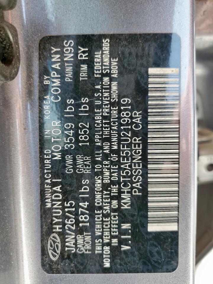2015 Hyundai Accent Gs VIN: KMHCT5AE5FU219819 Lot: 57034675