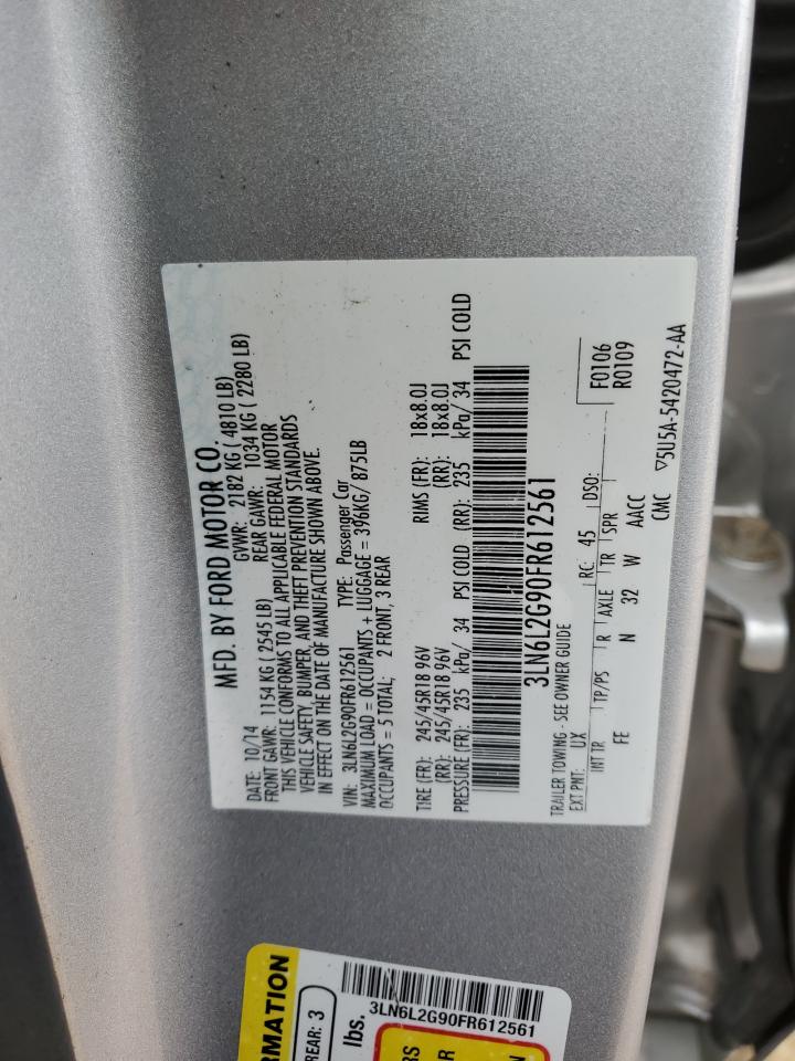 2015 Lincoln Mkz VIN: 3LN6L2G90FR612561 Lot: 56864845