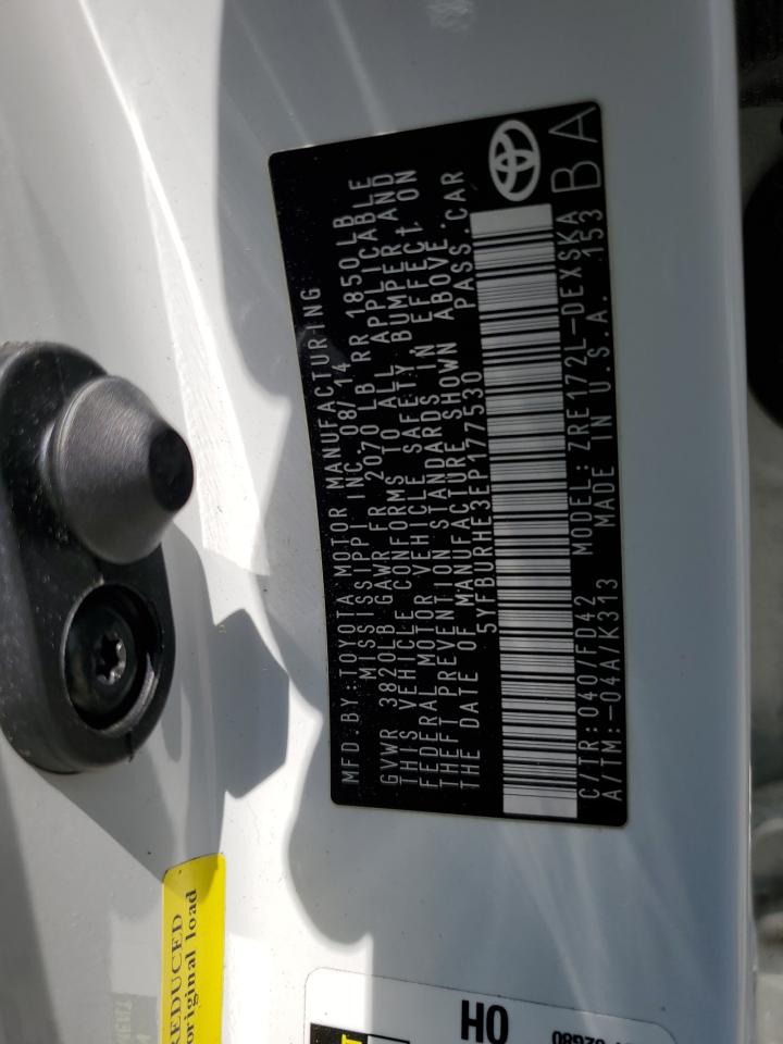 2014 Toyota Corolla L VIN: 5YFBURHE3EP177530 Lot: 56868485