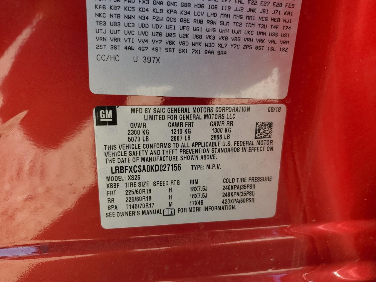 2019 Buick Envision Essence VIN: LRBFXCSA0KD027156 Lot: 57406695