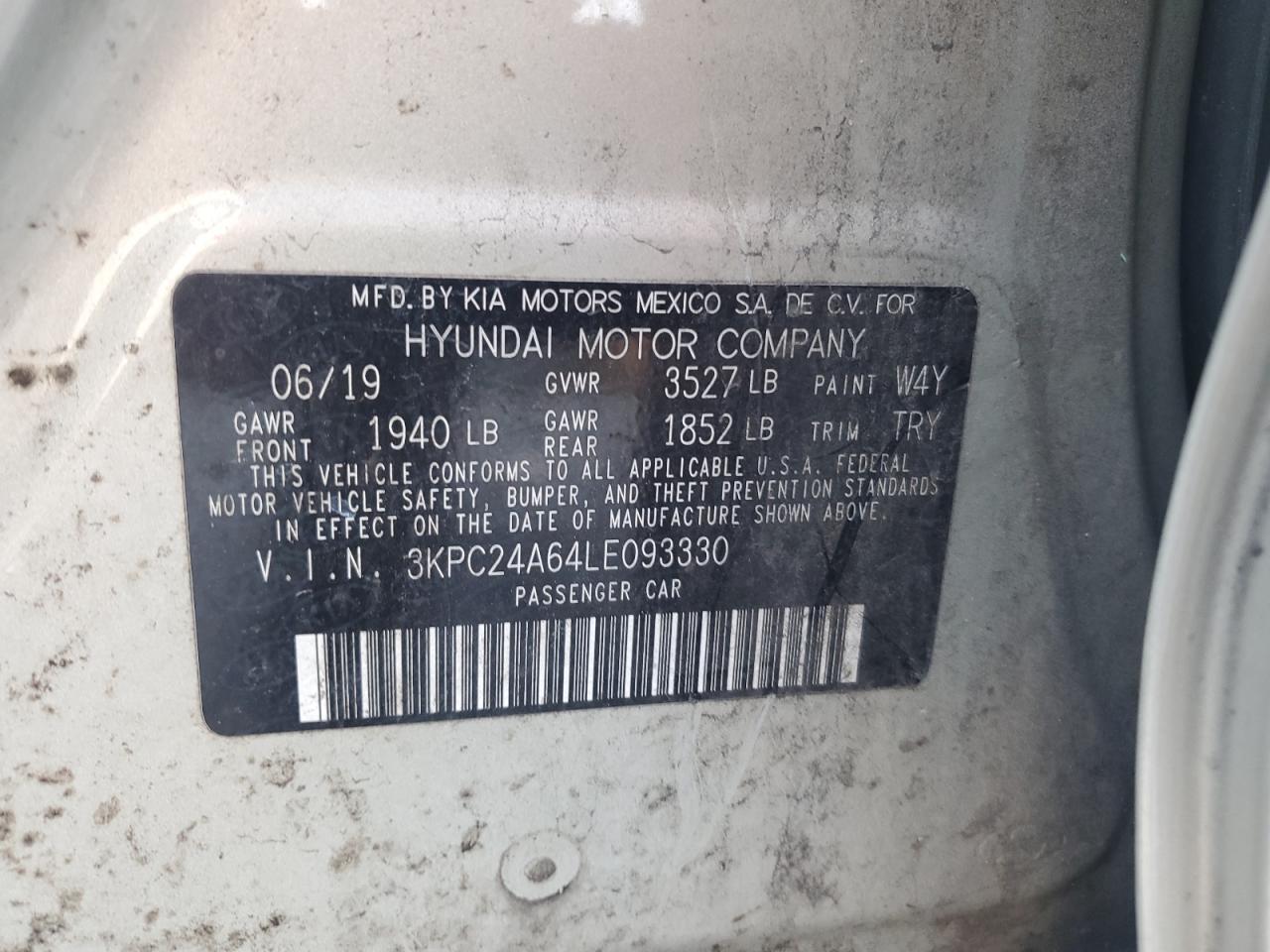 2020 Hyundai Accent Se VIN: 3KPC24A64LE093330 Lot: 57985645
