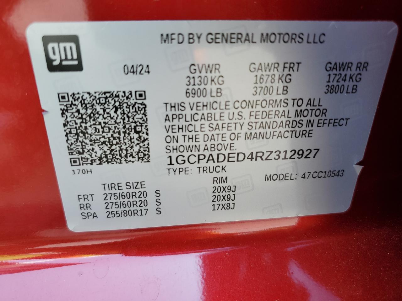 1GCPADED4RZ312927 CHEVROLET ALL Models 2024