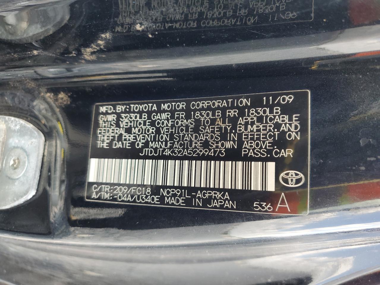 2010 Toyota Yaris VIN: JTDJT4K32A5299473 Lot: 56294215