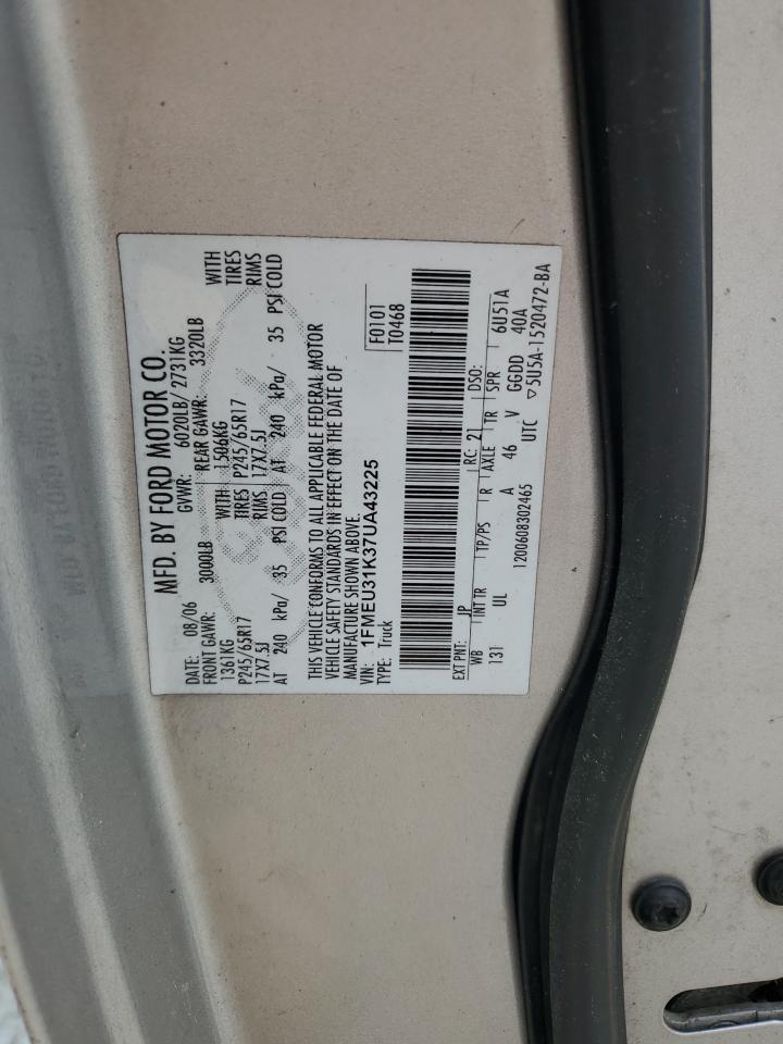 2007 Ford Explorer Sport Trac Xlt VIN: 1FMEU31K37UA43225 Lot: 57341615