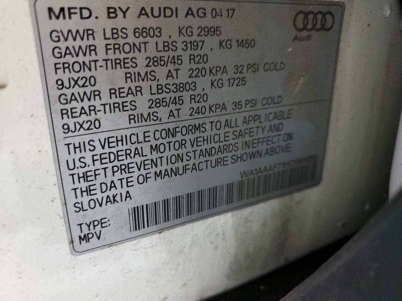 2017 Audi Q7 Premium VIN: WA1AAAF71HD055065 Lot: 56112965