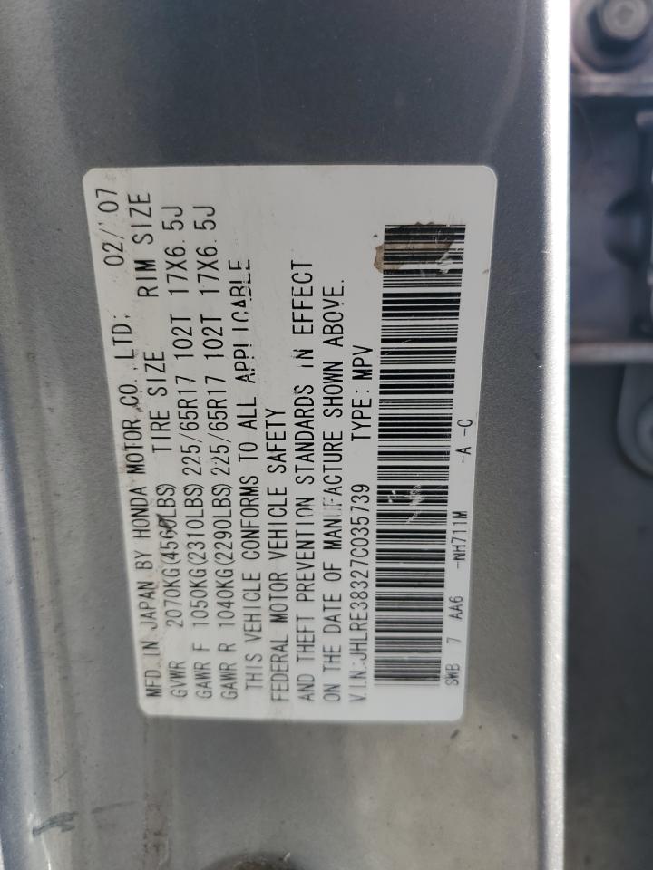 2007 Honda Cr-V Lx VIN: JHLRE38327C035739 Lot: 56797465