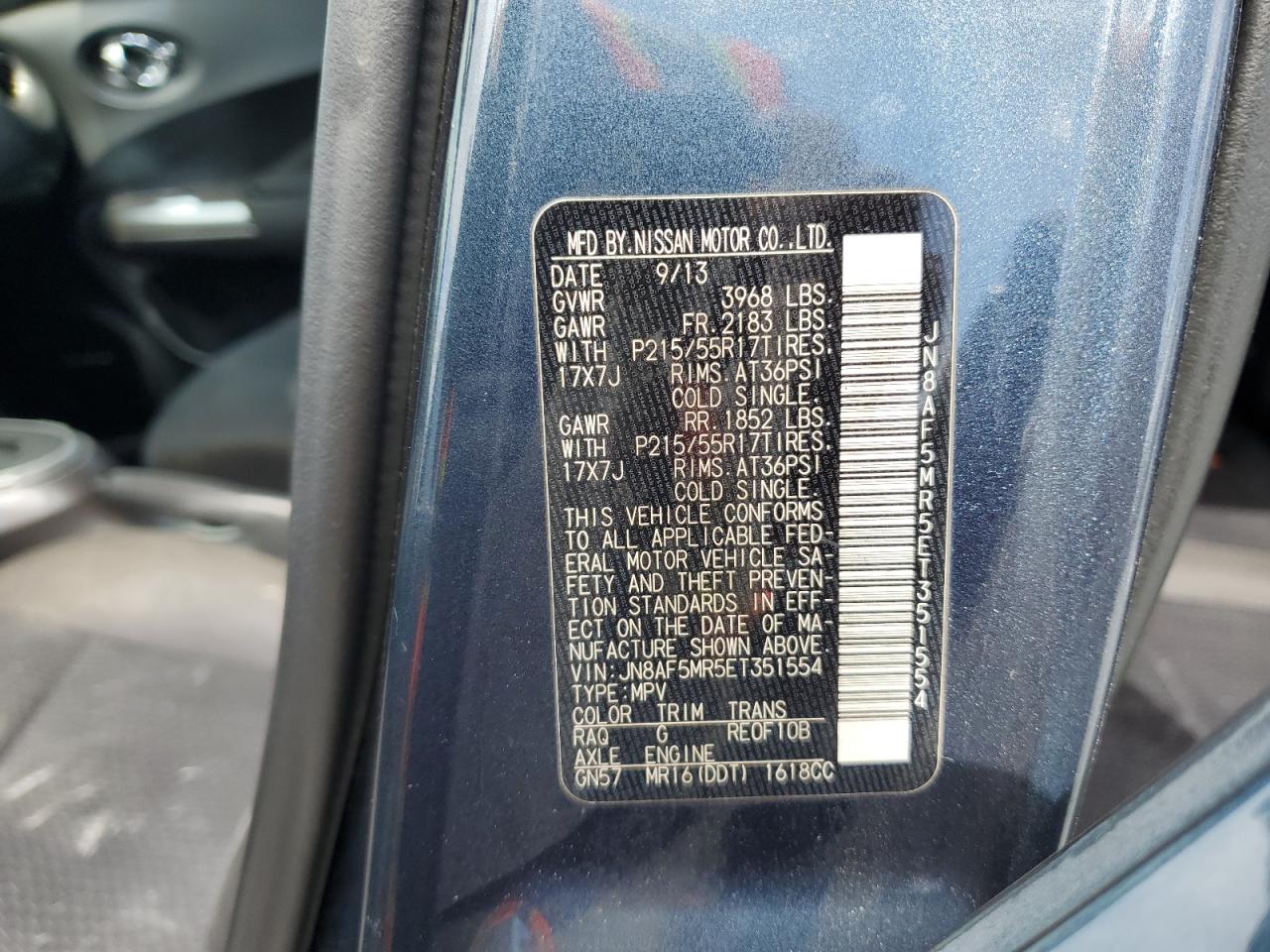 2014 Nissan Juke S VIN: JN8AF5MR5ET351554 Lot: 56041625
