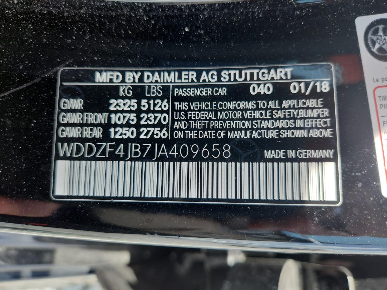 2018 Mercedes-Benz E 300 VIN: WDDZF4JB7JA409658 Lot: 58444115