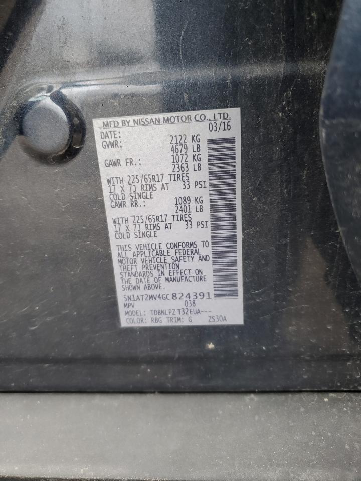 5N1AT2MV4GC824391 NISSAN ROGUE 2016