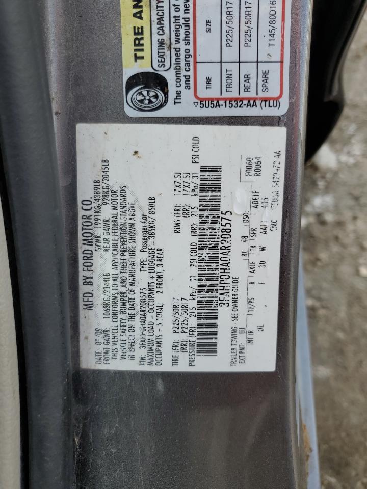 2010 Ford Fusion Se VIN: 3FAHP0HA0AR208575 Lot: 56942145