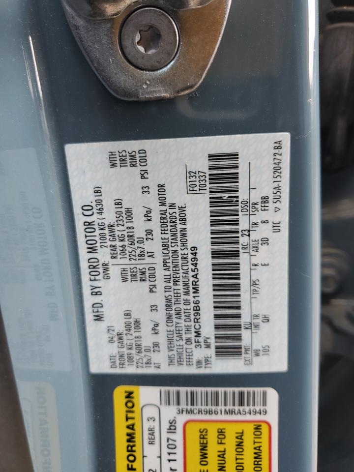 2021 Ford Bronco Sport Big Bend VIN: 3FMCR9B61MRA54949 Lot: 56843115