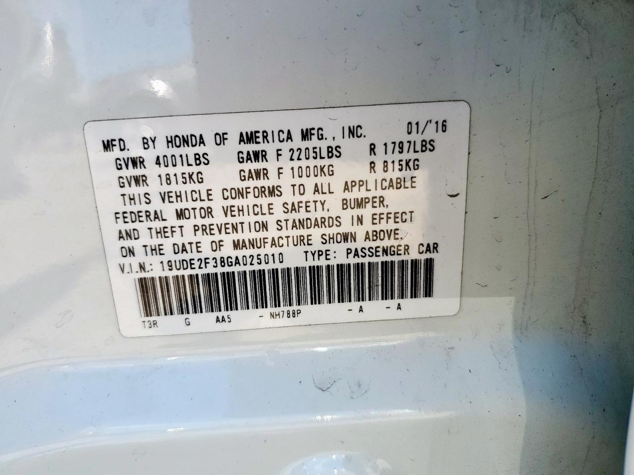 2016 Acura Ilx Base Watch Plus VIN: 19UDE2F38GA025010 Lot: 58498455