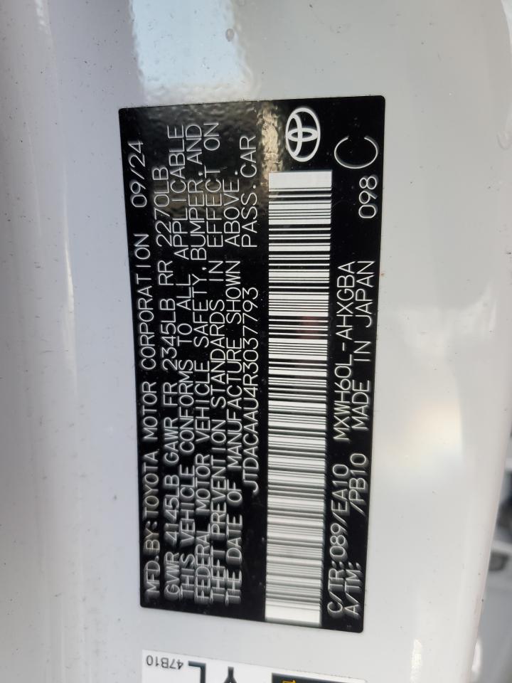 JTDACAAU4R3037793 TOYOTA PRIUS 2024