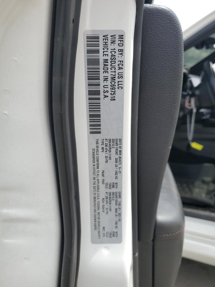 2021 Dodge Durango R/T VIN: 1C4SDJCT7MC697518 Lot: 56730065
